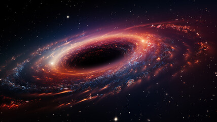 Wall Mural - black hole, illustration of a multicolored singularity in outer space abstract fictional bright cosm