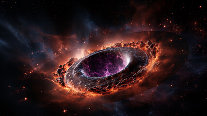 black hole, illustration of a multicolored singularity in outer space abstract fictional bright cosm