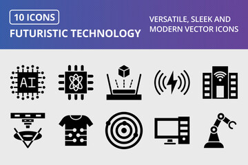 Wall Mural - Futuristic Technology Glyph Icons Set