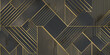 Abstrakte kunstvolle geometrische Teile in gold schwarz als Hintergrund Motiv Nahaufnahme Querformat für Banner, ai generativ