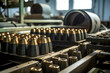 Combat ammunition for weapons in a factory for the production of ammunition.