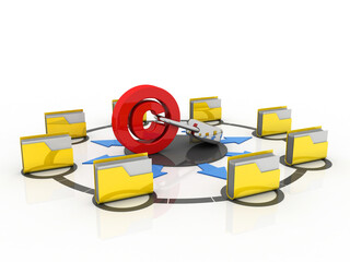 Poster - 3D rendering Yellow folder and lock. Data security concept