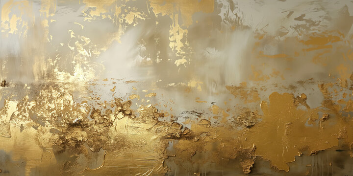 Golden Hues Abstract. Textured gold and cream paint strokes on canvas