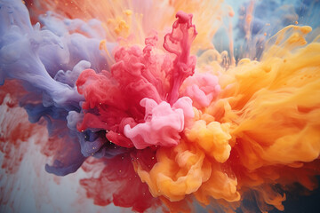 Aufkleber - An explosion of watercolors captured mid-air, freezing the chaotic beauty of pigments in motion, resulting in a dynamic and visually captivating image.