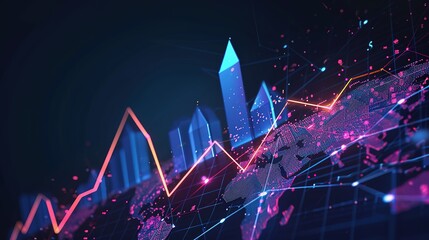 Poster - Background of an arrow chart digital transition abstract technology. Big data and company expansion currency stock and investment economy