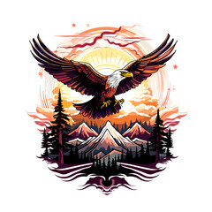 Wall Mural - American eagle in vector art style.