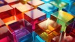 Brightly colored building blocks arranged on a glossy surface