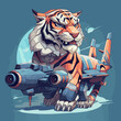 armed tiger robot illustration