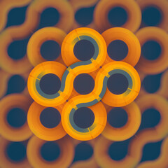 Fototapete - A pattern of interlocking circles. 3d rendering digital illustration