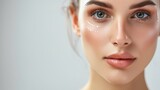 Fototapeta  - face contour correction, female face skin lifting. Facial rejuvenation concept, cosmetology