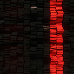 Poster - A stack of red and black rectangles stacked in rows to create a visually striking pattern. 3d rendering illustration