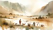 Judean Ministry of Jesus. Biblical. Christian religious watercolor Illustration