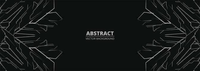 Poster - Black and white abstract modern futuristic banner concept background. Wide vector illustration outline lines pattern