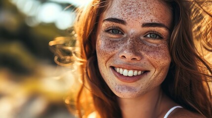 Wall Mural - Happy young woman with healthy skin