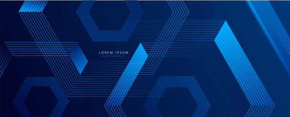 Aufkleber - Abstract dark blue banner design background with diagonal geometric overlay layer. Modern square shape graphic elements. Vector illustration