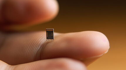 Poster - Man with microchip leads in AI development