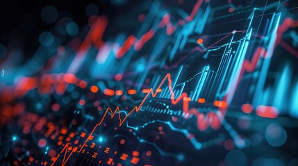 Poster - market chart, business data graph diagram and growth financial graphic report information on futuris
