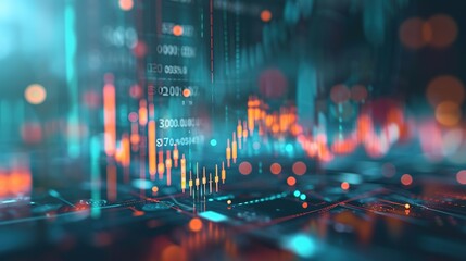 Poster - market chart, business data graph diagram and growth financial graphic report information on futuris