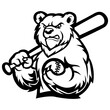 Mascot of Baseball polar bear black and white mascot logo design vector illustration