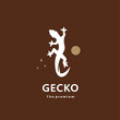 animal gecko natural logo vector icon silhouette retro hipster