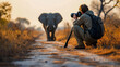 Passionate wildlife photographer capturing moment, AI Generated