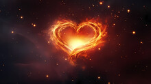 Valentine's Day Romantic Celestial Art Piece Depicting Heart Shaped Space Form, Valentine's Day Background