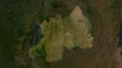 Rwanda highlighted. Low-res satellite map
