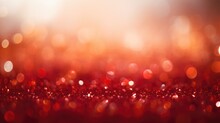 Abstract Red Glitter Lights Background. AI Generated.