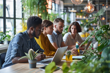 Poster - Young group of people working at modern office