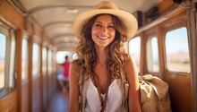 Happy Travel Woman On Summer Vacation

