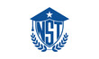 NST three letter iconic academic logo design vector template. monogram, abstract, school, college, university, graduation cap symbol logo, shield, model, institute, educational, coaching canter, tech