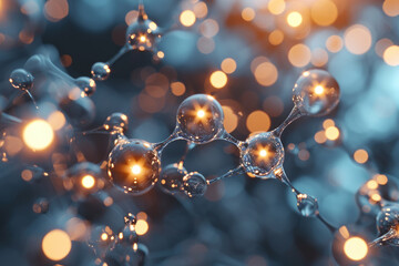 Poster - Molecular structure with bokeh effect background