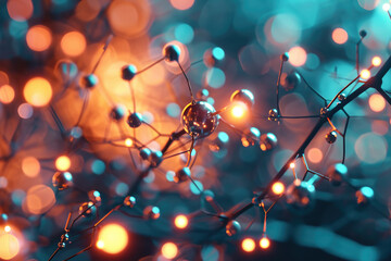 Poster - Molecular structure with bokeh effect background