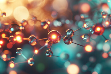 Poster - Molecular structure with bokeh effect background