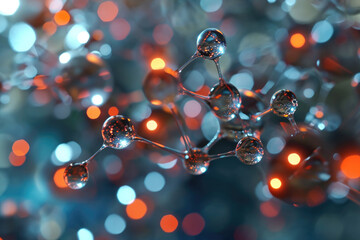 Poster - Molecular structure with bokeh effect background