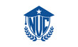 NVC three letter iconic academic logo design vector template. monogram, abstract, school, college, university, graduation cap symbol logo, shield, model, institute, educational, coaching canter, tech