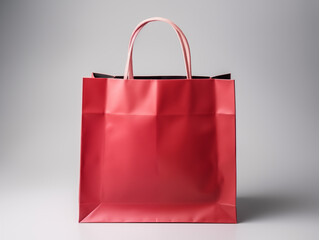 Blank empty red paper shopping bag mockup isolated