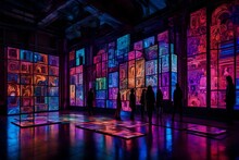 A Luminous And Vibrant Art Installation, Featuring An Array Of Glowing Sculptures And Interactive Light Projections That Create An Immersive And Captivating Visual Experience
