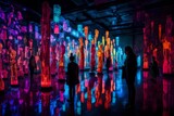 Fototapeta  - A luminous and vibrant art installation, featuring an array of glowing sculptures and interactive light projections that create an immersive and captivating visual experience
