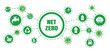 Net zero and carbon neutral concept Net zero greenhouse gas emissions target with a green health center icon on a white circle background