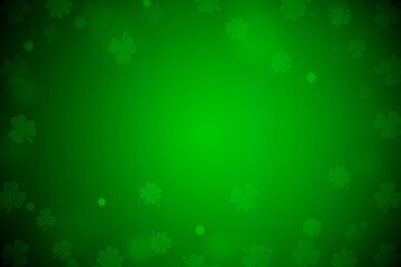 shamrock st Patrick day background. Green clover leaf background. decorative shamrock leaves on abstract light green copy space. 17 march holiday concept