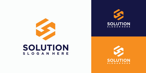 Poster - letter s logo design as an arrow in a hexagon shape