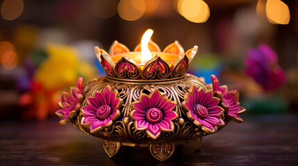 Poster - burning candle in the temple HD 8K wallpaper Stock Photographic Image 