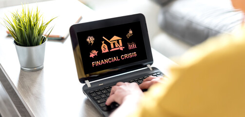 Canvas Print - Financial crisis concept on a laptop screen