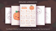 How to Draw a Pumpkin. Step by Step Drawing Tutorial. Draw Guide. Simple Instruction. Coloring Page. Worksheets for Kids and Adults