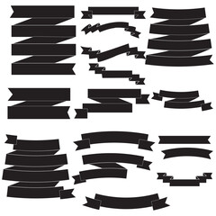 Canvas Print - ribbons black different shapes set. vector element for decoration different configuration.text banne