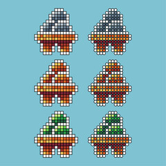Poster - Pixel art sets of eggs icon with variation color item asset. eggs icon on pixelated style. 8bits perfect for game asset or design asset element for your game design asset