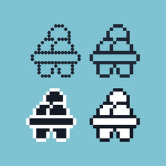 Poster - Pixel art sets of eggs icon with variation color item asset. eggs icon on pixelated style. 8bits perfect for game asset or design asset element for your game design asset