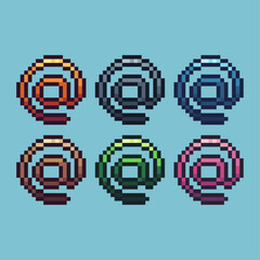 Fototapete - Pixel art sets of at sign icon with variation color item asset. add icon on pixelated style. 8bits perfect for game asset or design asset element for your game design asset