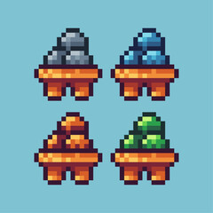 Poster - Pixel art sets of eggs icon with variation color item asset. eggs icon on pixelated style. 8bits perfect for game asset or design asset element for your game design asset